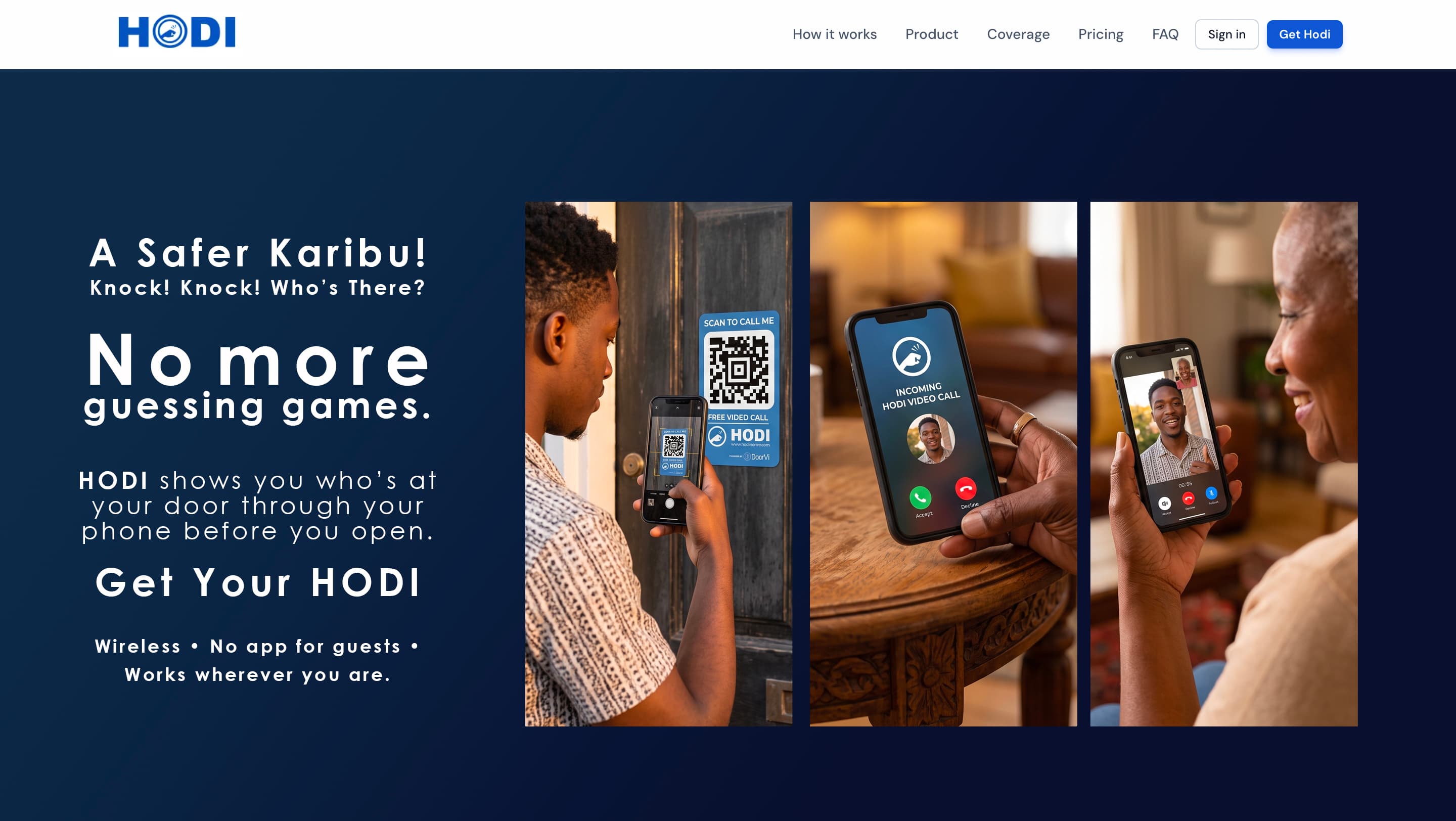 HODI hero — scan QR at the door, answer on your phone, see visitors before you open
