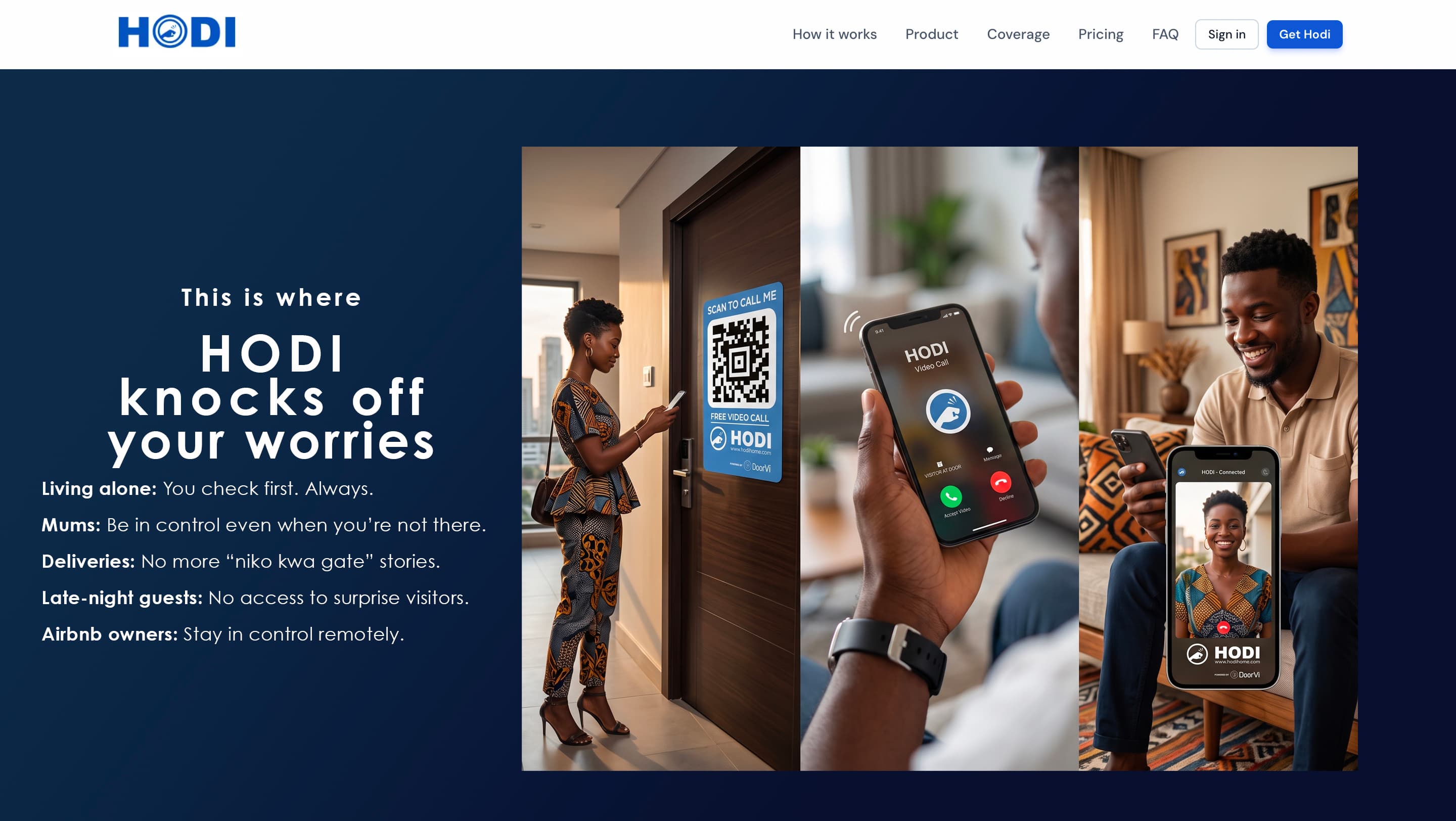 HODI use cases — living alone, mums, deliveries, late-night guests, and Airbnb hosts